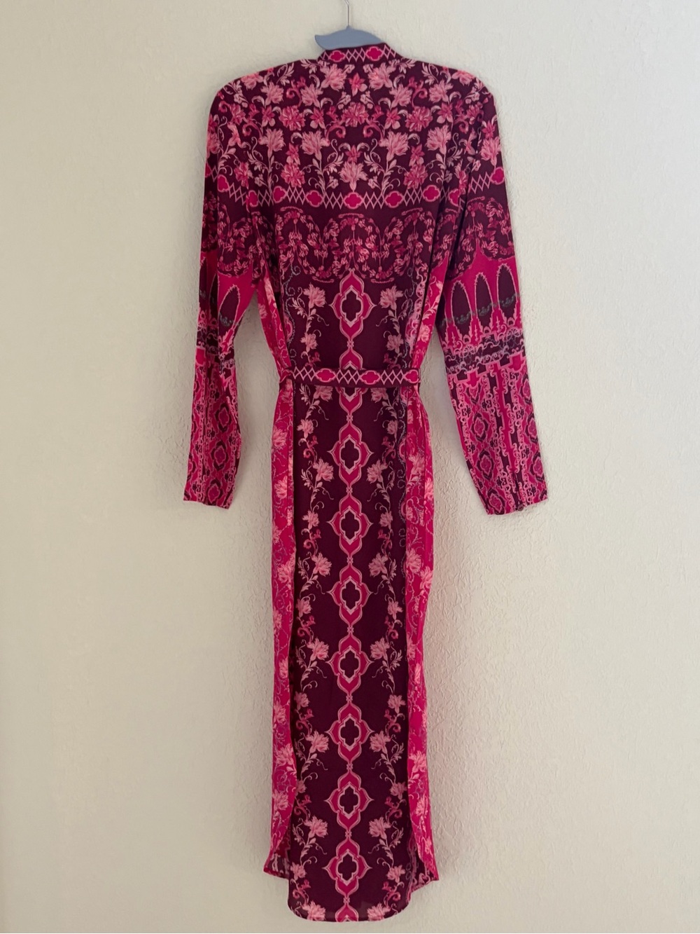Saloni Molly D Floral Silk A Line Midi Shirt Dress Cornice Floral Burgundy NEW